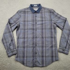 Calvin Klein Shirt Mens Small Blue‎ Plaid Body Fit Button Up Long Sleeve Classic